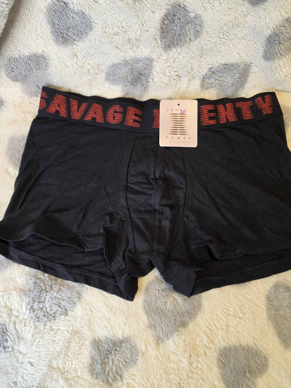 Savage X Fenty Black Boxer Briefs with Red Waistband Logo